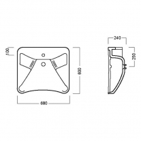 Lavoar pentru persoane cu dizabilitati, Hatria, Autonomy, 68x60 cm, alb